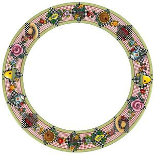 Sakura Mary Engelbreit 1994 Garden Time Large Round Serving Platter 12.5" Mint!